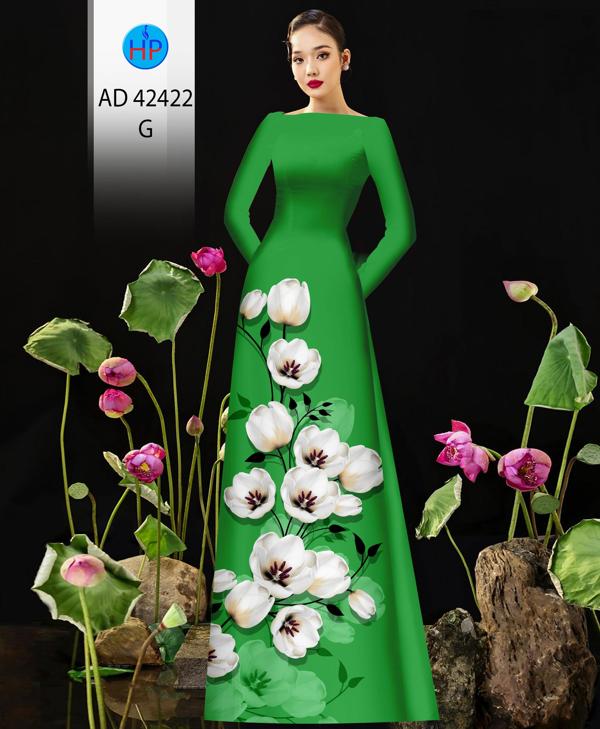 Vải Áo Dài Hoa In 3D AD 42422 9